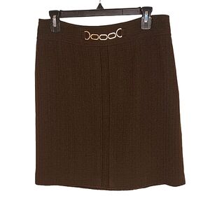 Ann Taylor Textured Wool Straight Skirt Women's Sz 6 Cocoa Brown
